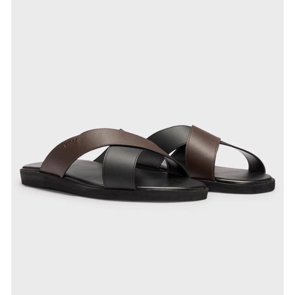 Boss Hugo Boss Darrel Crisscross Two-Tone Straps Slides Size: 12